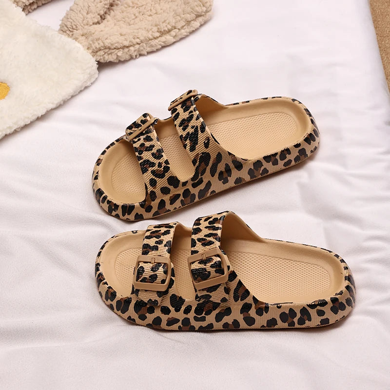 Leopard-Print Summer Slides Slippers