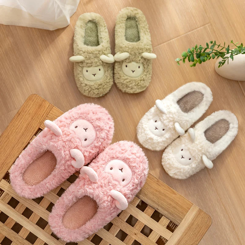 Winter Cotton Plush Sheep Slippers